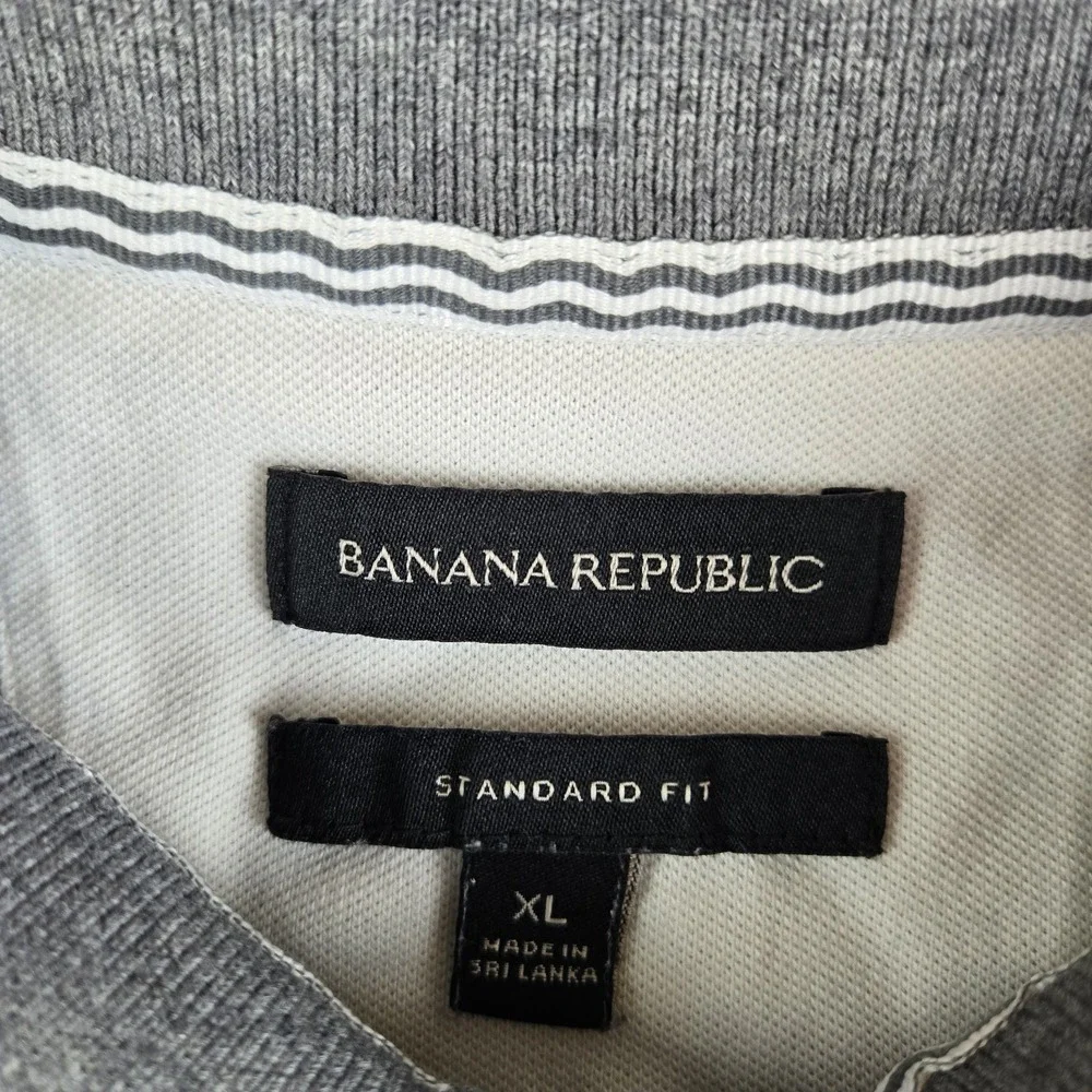 Banana Republic Polo Shirt Mens XL Gray Standard Fit Short Sleeve Casual Rugby
